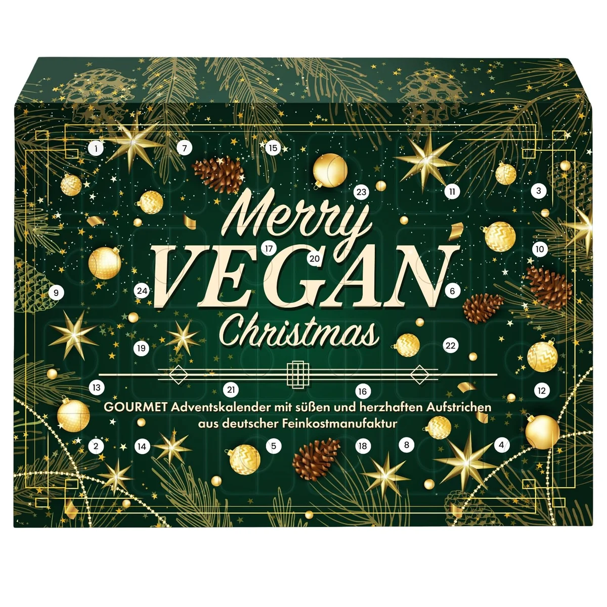 Adventskalender mit 24 veganen Brotaufstrichen in Gläschen